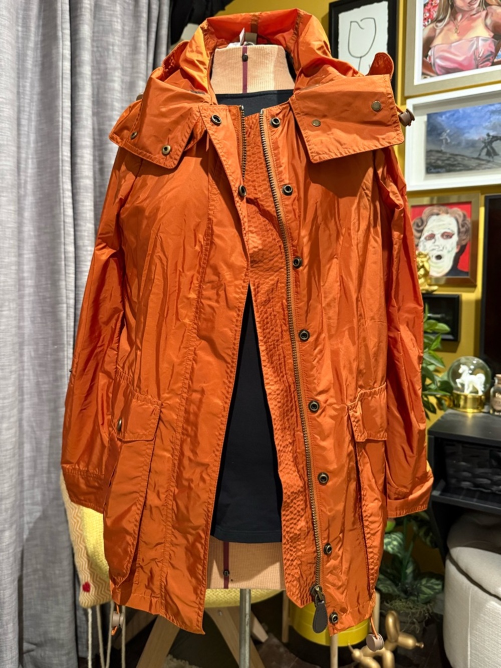 NWT Burberry Orange Hooded Utility/Windbreaker Trench Jacket